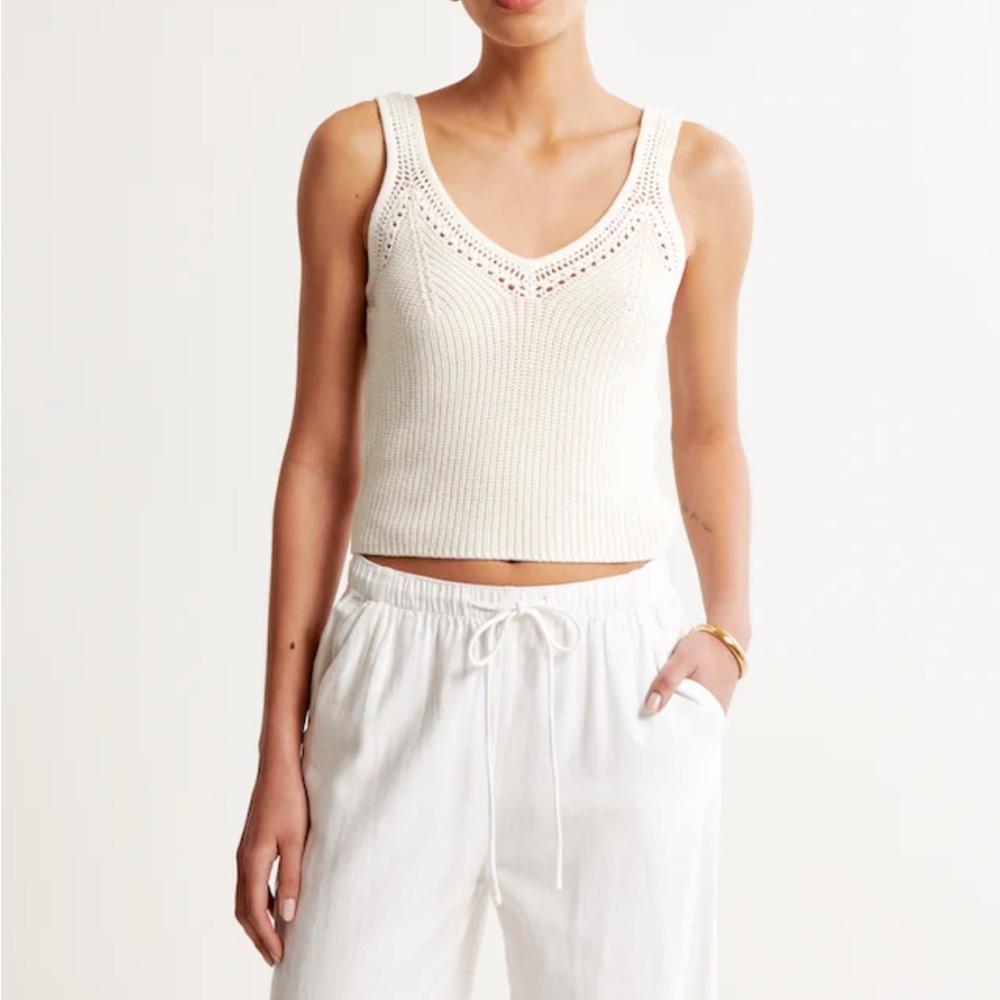 Abercrombie & Fitch Ribber Pointelle V-Neck Tank XXS
